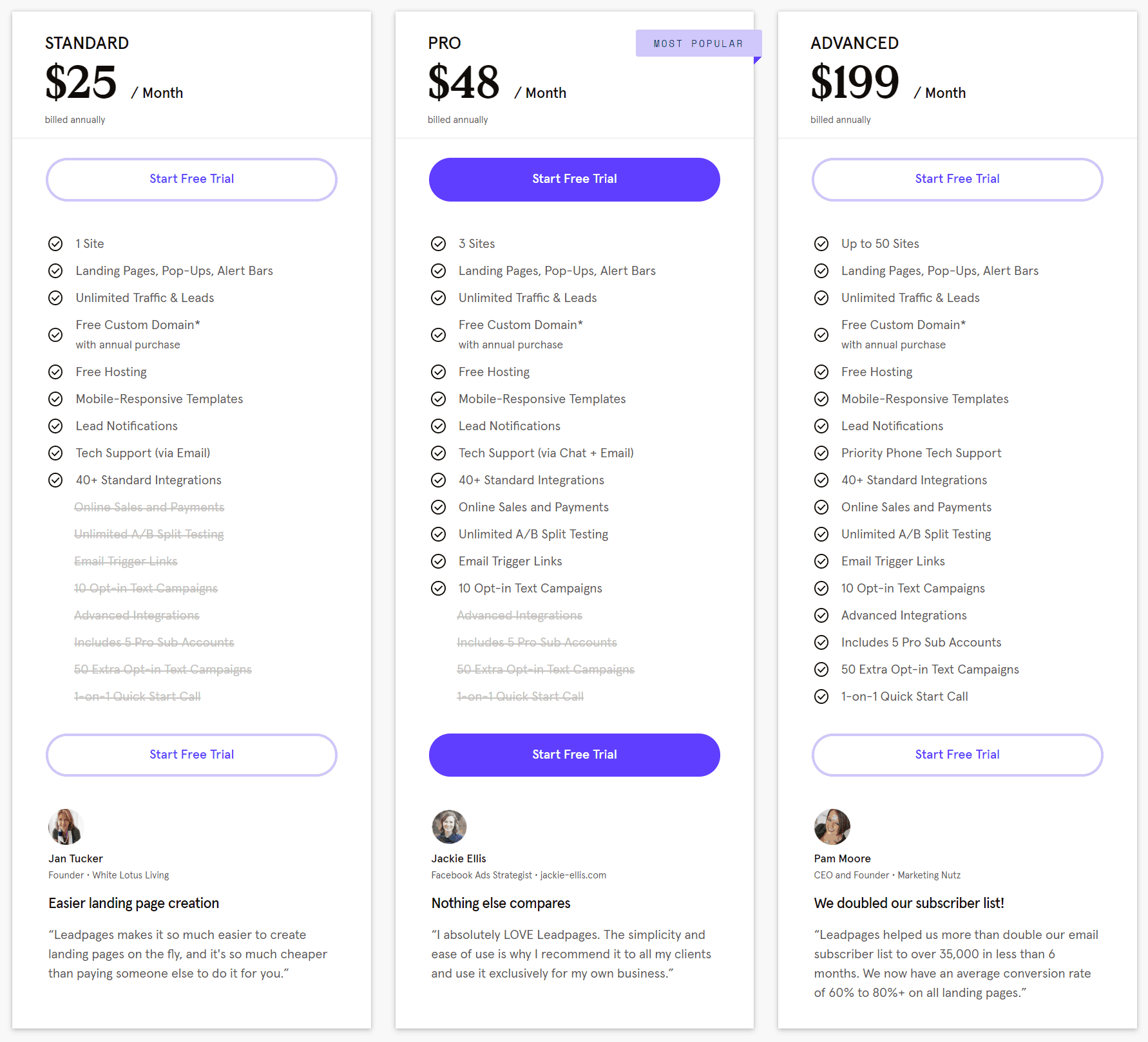 Leadpages Pricing Plans