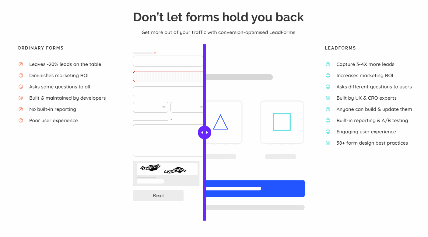 Leadformly List Of All Features Compared To Normal Form Builders