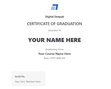 Course Certificate From Digital Deepak